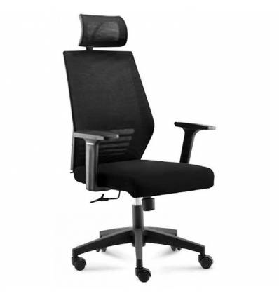 Кресло NORDEN Prestige Black Full Black для руководителя, черный пластик, черная сетка, черная ткань