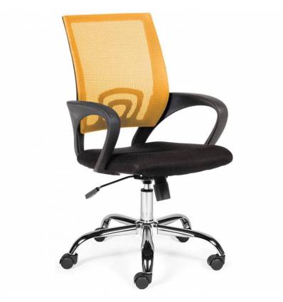 Кресло NORDEN Spring Chrome Orange для оператора, хром, оранжевая сетка, черная ткань