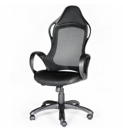 Кресло NORDEN Sprint Black геймерское, черный пластик, сетка, ткань, экокожа, цвет черный