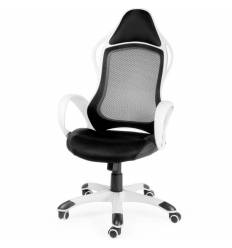 Кресло NORDEN Sprint White геймерское, белый пластик, сетка, ткань, экокожа, цвет черный