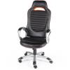Кресло NORDEN Shelby геймерское, серый пластик, ткань, экокожа, цвет черный, оранжевая строчка фото 1