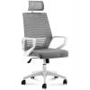 Кресло NORDEN Ergo Full Grey для руководителя, белый пластик, серая сетка, серая ткань фото 1