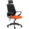 Кресло NORDEN Ergo Black Black Orange для руководителя, черный пластик, черная сетка, оранжевая ткань фото 1