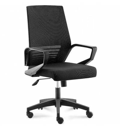 Кресло NORDEN Ergo Black LB Full Black для руководителя, черный пластик, черная сетка, черная ткань