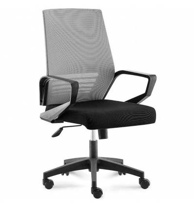 Кресло NORDEN Ergo Black LB Grey Black для руководителя, черный пластик, серая сетка, черная ткань