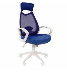 Кресло CHAIRMAN 840 White/Blue для руководителя, белый пластик, цвет синий