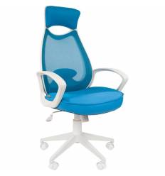 Кресло CHAIRMAN 840 White/L.Blue для руководителя, белый пластик, цвет голубой