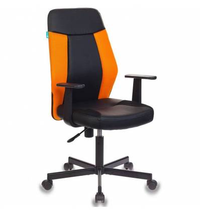 Кресло Бюрократ CH-606/BL+TW-96-1 для оператора, экокожа-ткань, цвет черный-оранжевый
