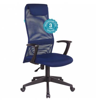 Кресло Бюрократ KB-8N/DB/TW-10N для руководителя, сетка-ткань, цвет синий