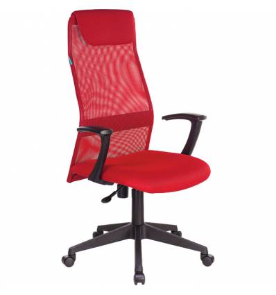 Кресло Бюрократ KB-8N/R/TW-97N для руководителя, сетка-ткань, цвет красный