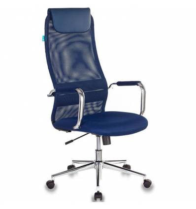 Кресло Бюрократ KB-9N/DB/TW-10N для руководителя, сетка-ткань, цвет синий