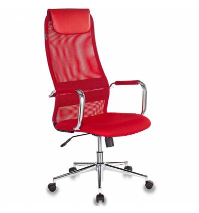 Кресло Бюрократ KB-9N/R/TW-97N для руководителя, сетка-ткань, цвет красный