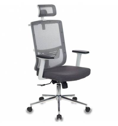 Кресло Бюрократ MC-W612-H/GR/GRAFIT для руководителя, сетка-ткань, цвет серый, белый пластик