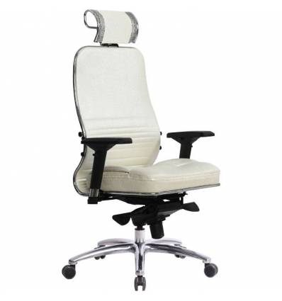 Кресло Samurai KL-3.03 белый лебедь для руководителя, кожа