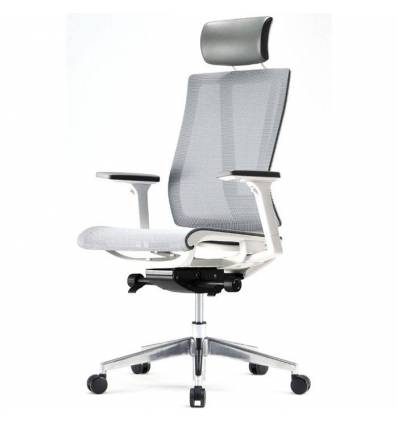 Кресло FALTO G1 Air White для руководителя, белый каркас, сетка, цвет серый
