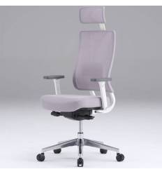 Кресло FALTO X-Trans Grey для руководителя, белый каркас, сетка-ткань, цвет серый