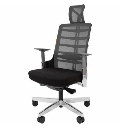 Кресло CHAIRMAN SPINELLY для руководителя, эргономичное, сетка-ткань, цвет серый-черный