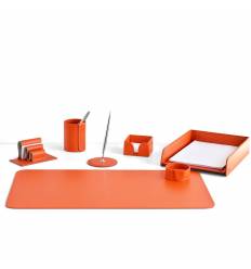 Настольный набор Бизнес, 7 предметов, кожа Сuoietto, цвет оранжевый