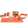 Настольный набор Бизнес, 10 предметов, кожа Сuoietto, цвет оранжевый фото 1