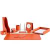 Настольный набор Бизнес, 10 предметов, кожа Сuoietto, цвет оранжевый фото 1