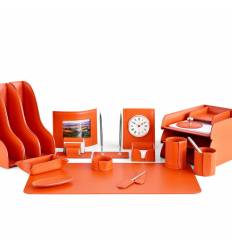 Настольный набор Бизнес, 20 предметов, кожа Сuoietto, цвет оранжевый