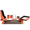 Настольный набор Бизнес, 11 предметов, кожа Сuoietto, цвет оранжевый/шоколад фото 1