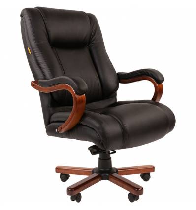 Кресло CHAIRMAN 503 для руководителя усиленное до 180 кг, кожа, цвет черный