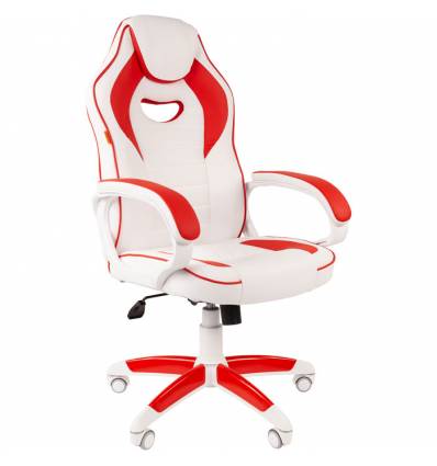 Кресло CHAIRMAN GAME 16 White Red геймерское, экокожа, цвет белый/красный