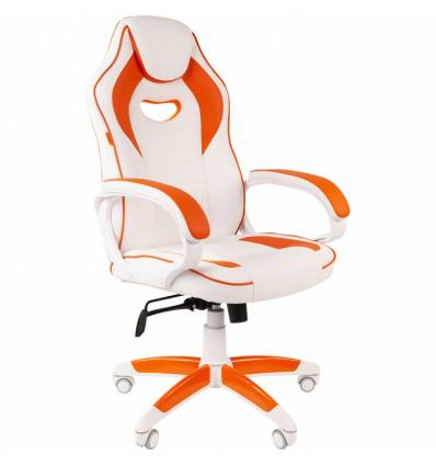 Кресло CHAIRMAN GAME 16 White Orange геймерское, экокожа, цвет белый/оранжевый