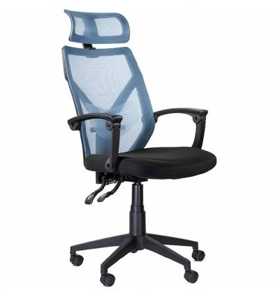 Кресло UTFC Store Астон М-711 для руководителя, сетка/ткань, цвет черный/голубой