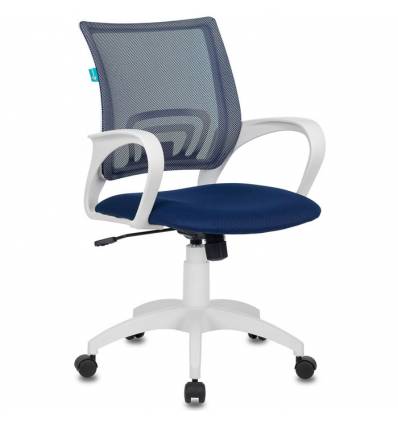 Кресло Бюрократ CH-W695N/DB/TW-10N для оператора, белый пластик, сетка/ткань, цвет синий