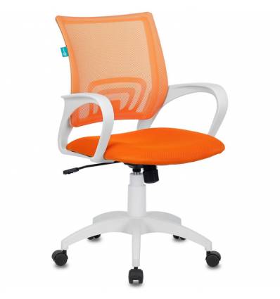Кресло Бюрократ CH-W695N/OR/TW-96-1 для оператора, белый пластик, сетка/ткань, цвет оранжевый