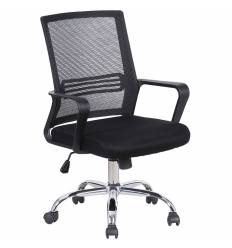 Кресло для оператора BRABIX Daily MG-317, хром, сетка/ткань, черное фото 1
