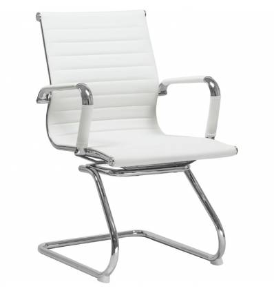 Кресло LMR-102N/white для посетителя, экокожа, цвет белый
