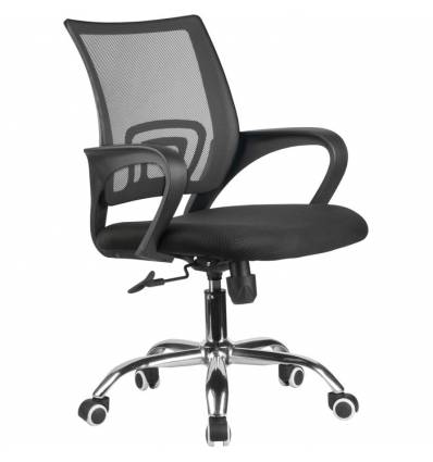Кресло Riva Chair 8085 JE черный для оператора, хром, цвет зеленый/черный, спинка сетка