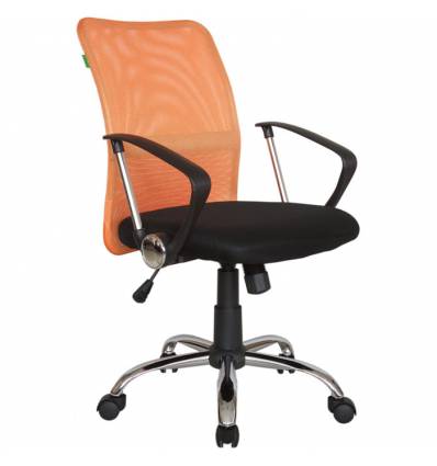 Кресло Riva Chair 8075 оранжевый для оператора, хром, спинка сетка