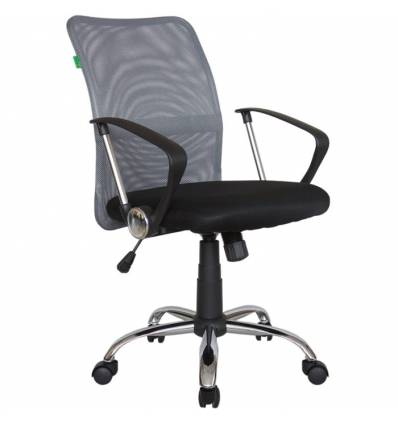Кресло Riva Chair 8075 серый для оператора, хром, спинка сетка