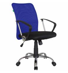 Кресло Riva Chair 8075 синий для оператора, хром, спинка сетка