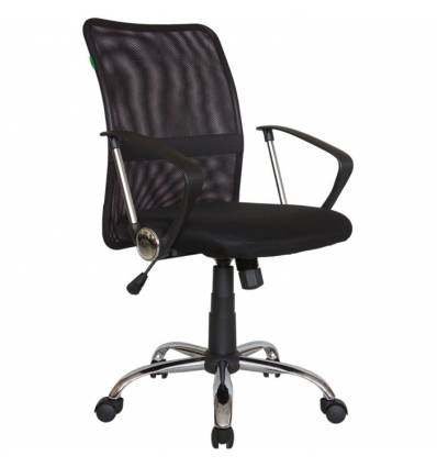 Кресло Riva Chair 8075 черный для оператора, хром, спинка сетка
