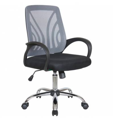 Кресло Riva Chair 8099 серый для оператора, хром, спинка сетка