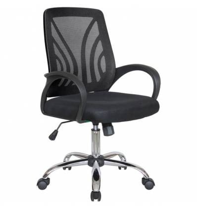 Кресло Riva Chair 8099 черный для оператора, хром, спинка сетка
