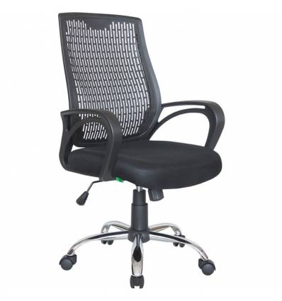 Кресло Riva Chair 8081 черный для оператора, хром, пластиковая спинка