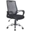 Кресло Riva Chair 8081 черный для оператора, хром, пластиковая спинка фото 1