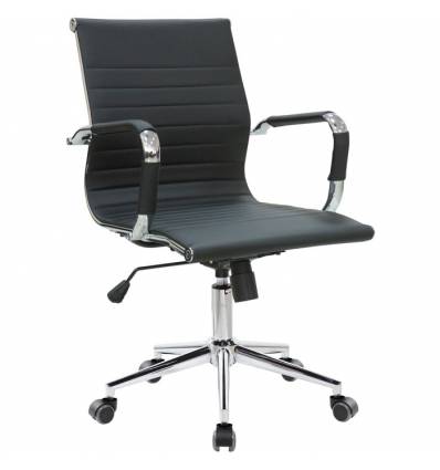Кресло Riva Chair 6002-2 S черное для руководителя, хром, экокожа