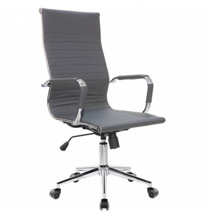 Кресло Riva Chair 6002-1 S серое для руководителя, хром, экокожа