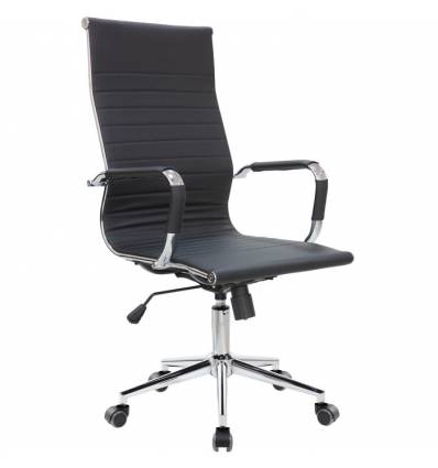 Кресло Riva Chair 6002-1 S черное для руководителя, хром, экокожа