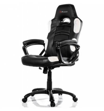 Кресло Arozzi Enzo - White, компьютерное (для геймеров), экокожа, цвет черный/белый