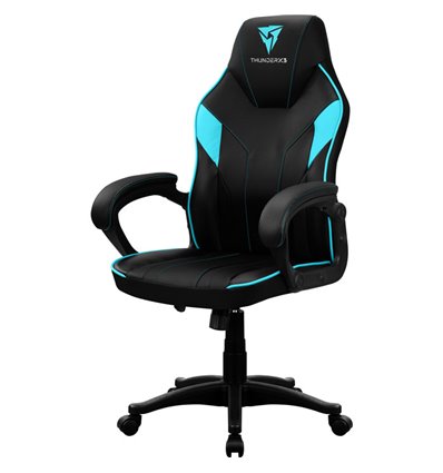 Кресло ThunderX3 EC1 Air Black-Cyan для геймеров, экокожа, цвет черный/голубой