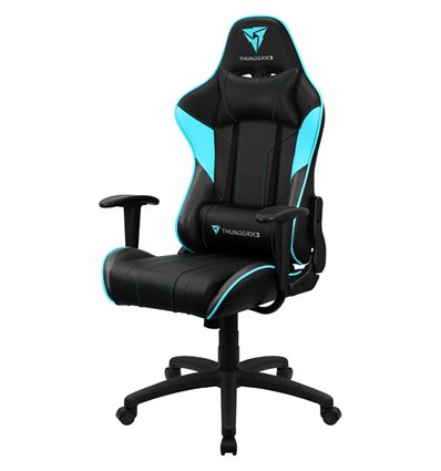 Кресло ThunderX3 EC3 Black-Cyan Air для геймеров, экокожа, цвет черный/голубой