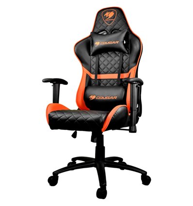 Кресло COUGAR ARMOR One Black-Orange компьютерное игровое, экокожа, цвет черный/оранжевый